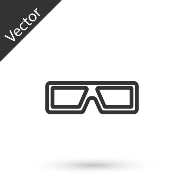 Icono Gafas Cine Línea Gris Aislado Sobre Fondo Blanco Vector — Vector de stock