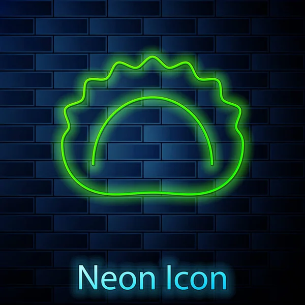 Glowing Neon Line Dumplings Icon Isolated Brick Wall Background Pierogi — Stock Vector