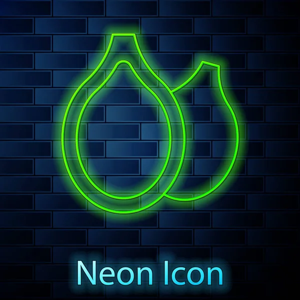 Zářící Neonová Čára Ikona Dýňových Semen Izolovaná Pozadí Cihlové Stěny — Stockový vektor