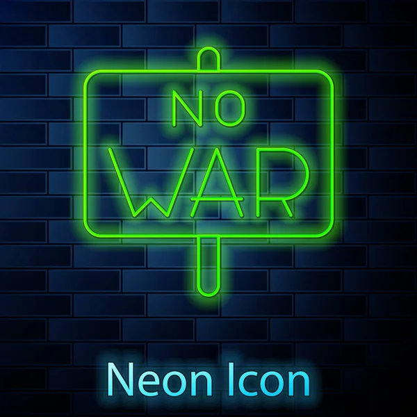 Žhnoucí Neonová Čára Žádná Válečná Ikona Izolovaná Pozadí Cihlové Zdi — Stockový vektor