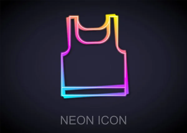 Glowing Neon Line Sleeveless Sport Shirt Icon Isolated Black Background — Stock Vector