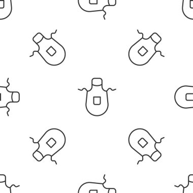 Gri çizgi mutfak önlüğü ikonu beyaz arka planda kusursuz desen izole etti. Yemek pişirmek için şef üniforması. Vektör.