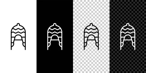 Set Line Winter Hat Icon Isolated Black White Transparent Background — Διανυσματικό Αρχείο