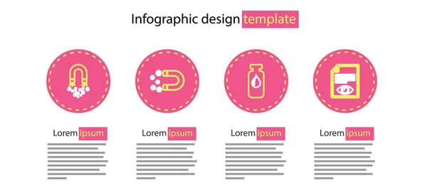 Set Line Medische Ampul Papieren Pagina Met Oog Magneetgeld Icoon — Stockvector