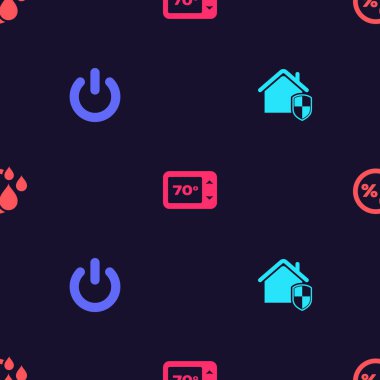 House 'u koruma altına alın, güç düğmesi, termostat ve nem sorunsuz bir düzende. Vektör.