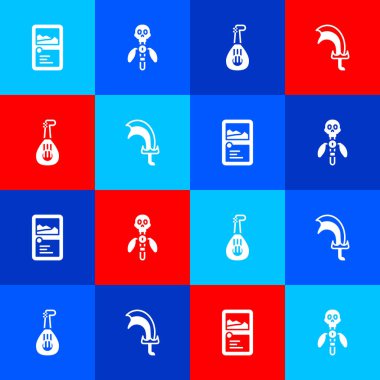 Kart koleksiyonu, Sihirli değnek, Parlak Kılıç ikonu. Vektör.