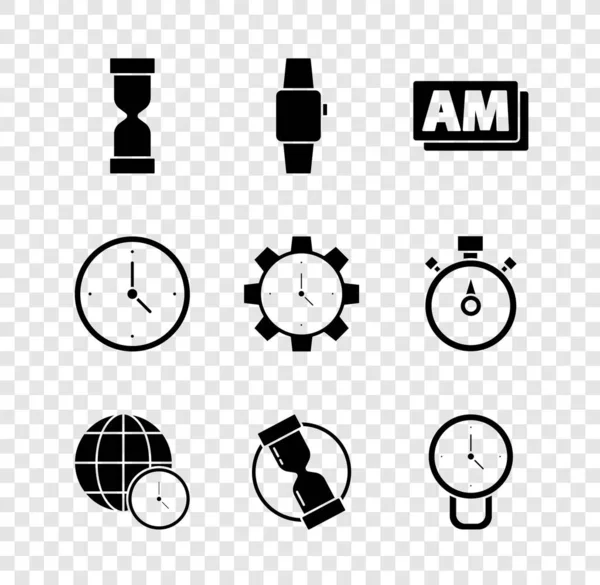 Establecer Reloj Arena Viejo Reloj Smartwatch Hora Mundial Icono Gestión — Archivo Imágenes Vectoriales