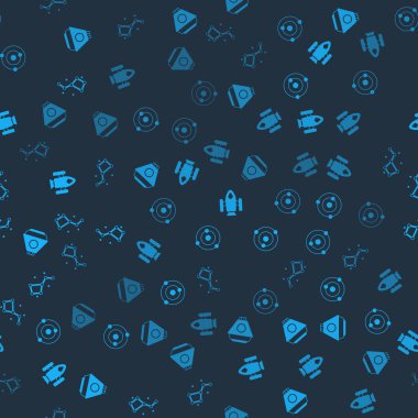 Uzay kapsülü, güneş sistemi, roket gemisi ve Büyük Ayı takımyıldızını kusursuz desene ayarlayın. Vektör.