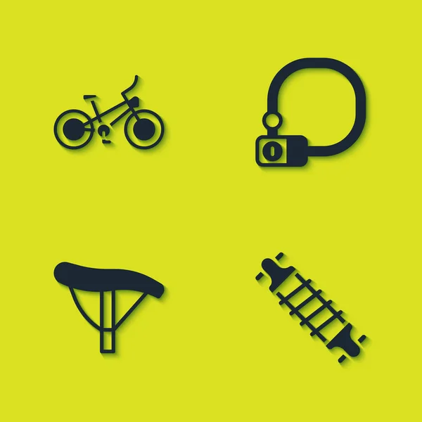 Set Bicyclette Suspension Siège Icône Verrouillage Vecteur — Image vectorielle