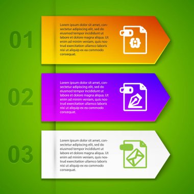 JS dosya belgesi, AI, MSG ve WMA satırını ayarla. Ticari bilgi şablonu. Vektör.