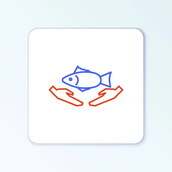 Línea Icono Cuidado Peces Aislado Sobre Fondo Blanco Concepto Esquema — Vector de stock