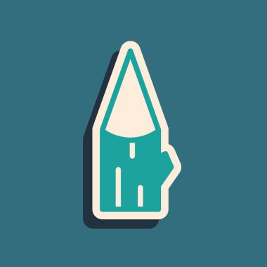 Yeşil tahta kütük simgesi yeşil arkaplanda izole edildi. Uzun gölge tarzı. Vektör.