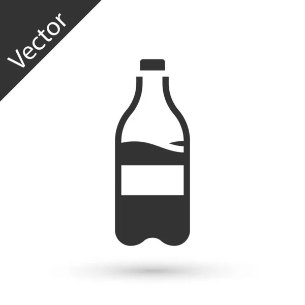 Botella Grey Sport Con Icono Agua Aislado Sobre Fondo Blanco — Vector de stock