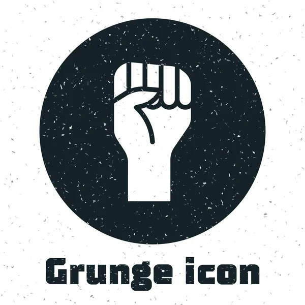 Grunge Levantó Mano Con Puño Cerrado Icono Aislado Sobre Fondo — Vector de stock