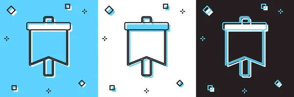 Définir Icône Drapeau Isolé Sur Fond Bleu Blanc Noir Victoire — Image vectorielle