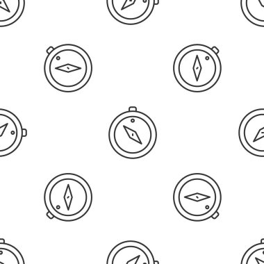 Gri çizgi pusula simgesi beyaz arkaplandaki kusursuz deseni izole etti. Rüzgâr yön bulma sembolü. Rüzgar gül işareti. Vektör.