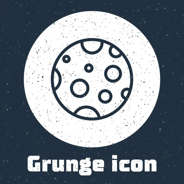 Icône Grunge Line Moon Isolée Sur Fond Gris Dessin Vintage — Image vectorielle