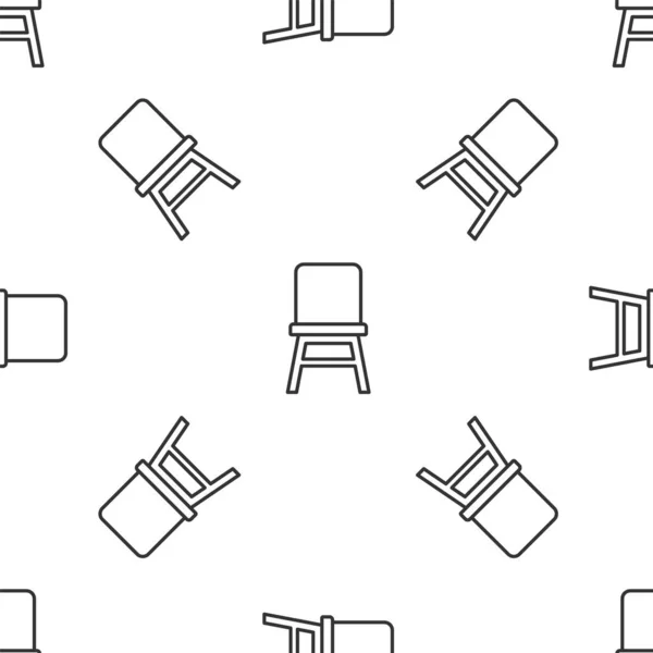 灰线椅子图标在白色背景上隔离无缝图案 — 图库矢量图片