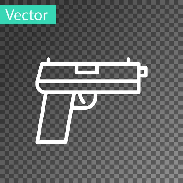 Vit Linje Pistol Eller Pistol Ikon Isolerad Transparent Bakgrund Polis — Stock vektor