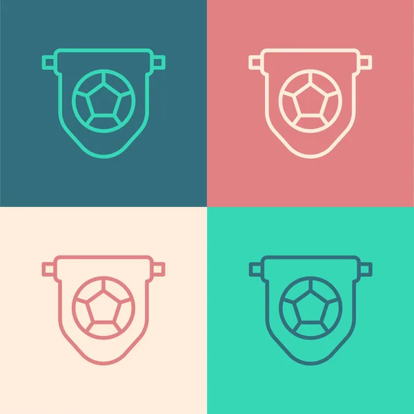 Pop Art Line Futebol Futebol Bandeira Pennant Ícone Isolado Fundo — Vetor de Stock