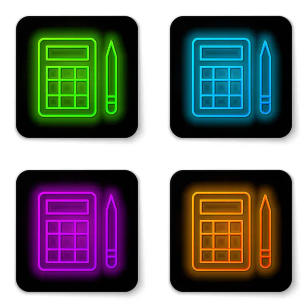 Gloeiende Neon Lijn Bingo Kaart Met Geluksgetallen Pictogram Geïsoleerd Witte — Stockvector