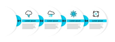 Tornado 'yu, Bulut' u, yağmuru, şimşeği ve Fırtına ikonunu ayarla. Vektör