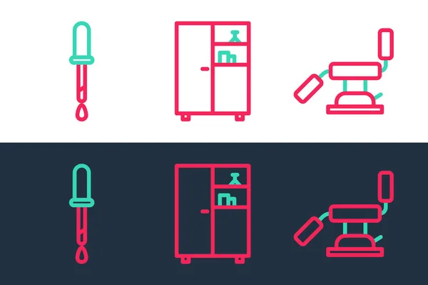 Set Line Silla Dental Médica Pipeta Icono Del Gabinete Medicina — Archivo Imágenes Vectoriales