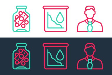 Worker Glass para kavanozunu madeni para ve ham petrol fiyat simgesiyle ayarla. Vektör.