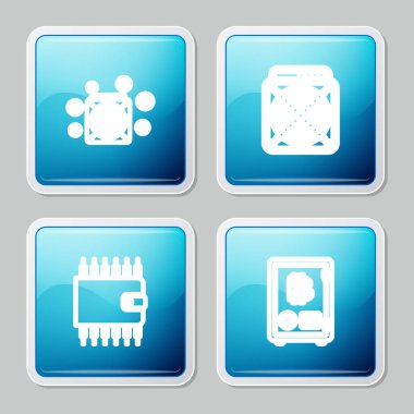 Hat ASIC Madenci, Kripto para birimi cüzdanı ve kazık ikonu. Vektör.