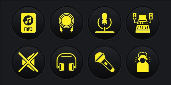 Ορισμός Σίγασης Ηχείων Στούντιο Ηχογράφησης Μουσικής Ακουστικά Μικρόφωνο Βύσμα Ήχου — Διανυσματικό Αρχείο