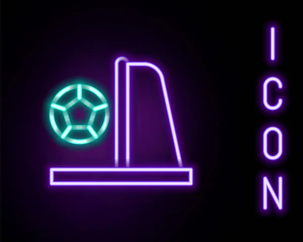 Linea Neon Incandescente Obiettivo Calcio Con Icona Sfera Isolata Sfondo — Vettoriale Stock