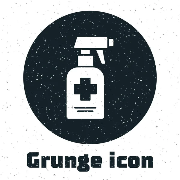 Grunge Botella Jabón Líquido Antibacteriano Con Icono Del Dispensador Aislado — Archivo Imágenes Vectoriales