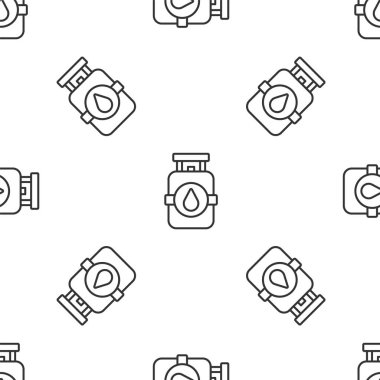 Gri çizgi propan gazı tankı ikonu beyaz arka planda izole edilmiş. Yanabilir benzin deposu ikonu. Vektör.