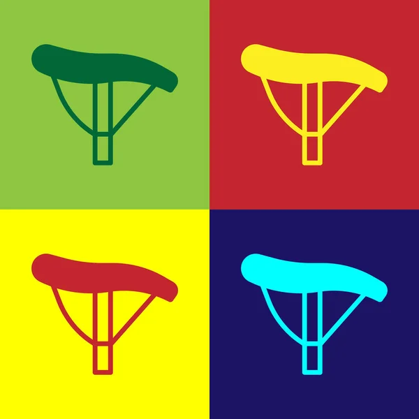 Pop art Bicycle seat icon isolated on color background. Bicycle saddle. Vector.