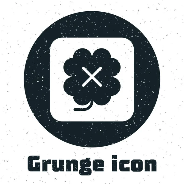 Grunge Casino Slot Machine Clover Symbol Icon Isolated White Background — стоковый вектор