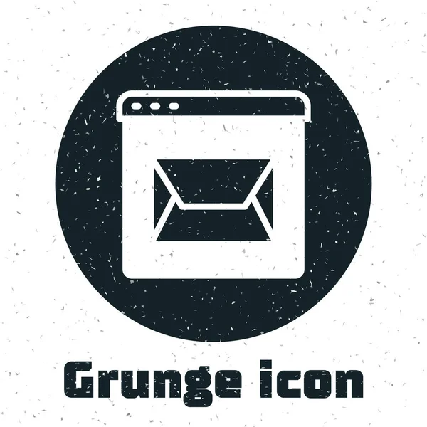 Grunge Website Envelope New Message Mail Icon Isolated White Background — Stock Vector