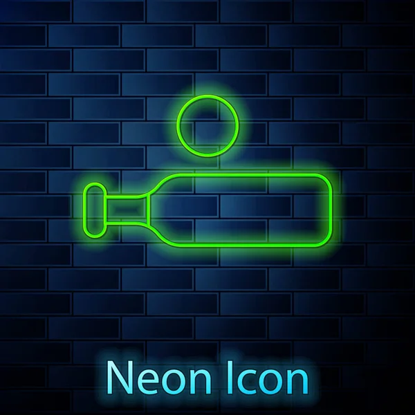 Glowing Neon Line Wood Cricket Bat Ball Icon Isolated Brick — Archivo Imágenes Vectoriales