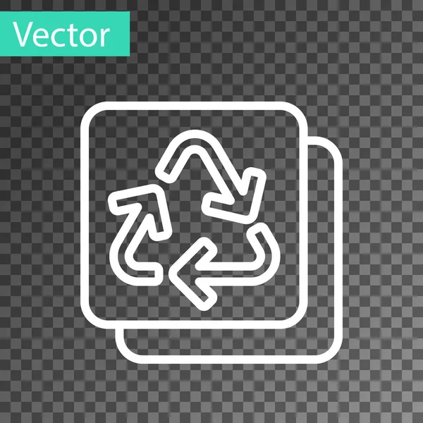 Weiße Linie Recycle Symbol Symbol Isoliert Auf Transparentem Hintergrund Kreisförmiges — Stockvektor