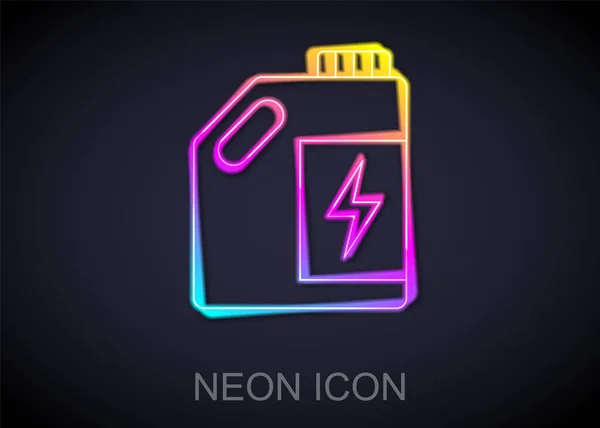 Glödande Neon Line Eco Bränsle Behållare Ikon Isolerad Svart Bakgrund — Stock vektor