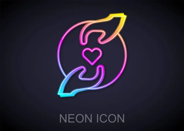 Zářící Neonová Čára Ikona Vztahu Pleasant Izolovaná Černém Pozadí Romantický — Stockový vektor