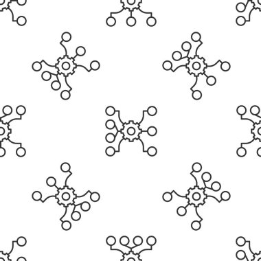 Gri çizgi sinirsel ağ simgesi beyaz arkaplandaki kusursuz deseni izole etti. Yapay zeka yapay zekası. Vektör.