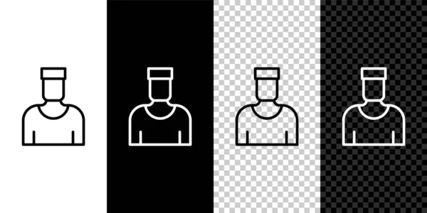 Set Line Sailor Captain Icon Isolated Black White Transparent Background — Vector de stock