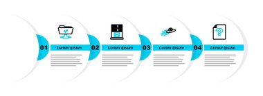 Hattı ayarlayın Bilinmeyen belge, UFO uçan uzay gemisi ve yabancı, Posta sunucusu ve FTP operasyon simgesi başarılı. Vektör