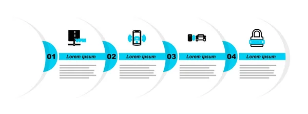 Impostare Protezione Password Linea Sistema Allarme Smart Car Icona Server — Vettoriale Stock