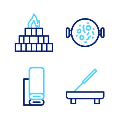 Set hattı Scented Spa çubuğu, Hint tekstil kumaşı, Tavuk tikka masala ve Yagna ikonu. Vektör