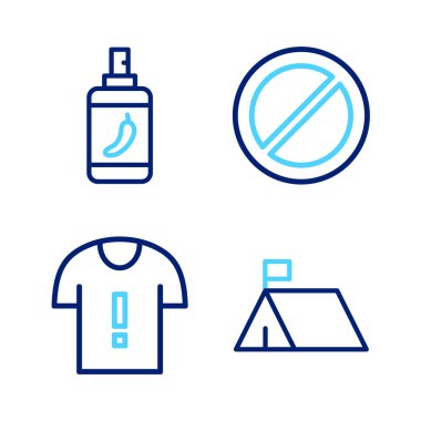 Protesto kampı, tişört protestosu, Ban ve Biber gazı ikonu. Vektör