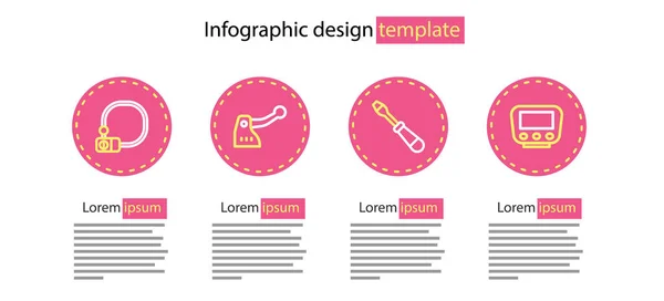 Set Line Schraubendreher Fahrrad Tacho Bremse Und Schloss Symbol Vektor — Stockvektor
