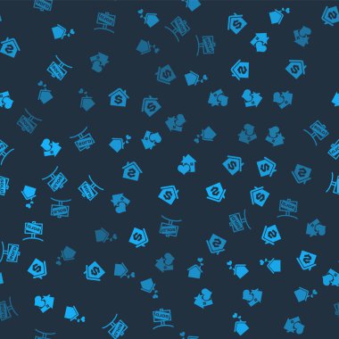 House 'u kalp şeklinde, dolar şeklinde ve asma işaretli ayarla. Vektör.