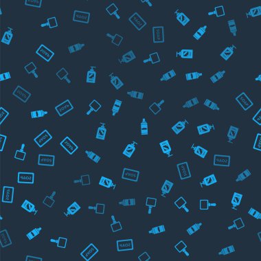 El aynası, şampuan şişesi, tıraş köpüğü ve pürüzsüz desenli sabun. Vektör.