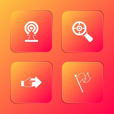 Hedefi ok, büyüteç, el işareti ve bayrak simgesi ile ayarla. Vektör